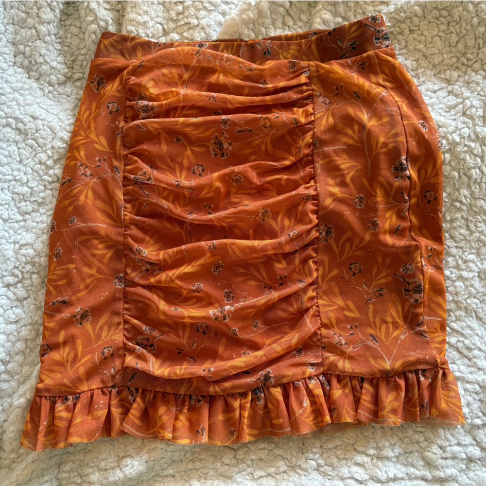 Free People Orange Floral Skirt